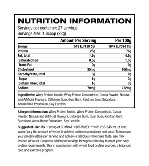 MusclePharm 100% Whey Protein Ingredient List