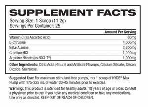 Prosupps Hyde Max Pump Ingredients